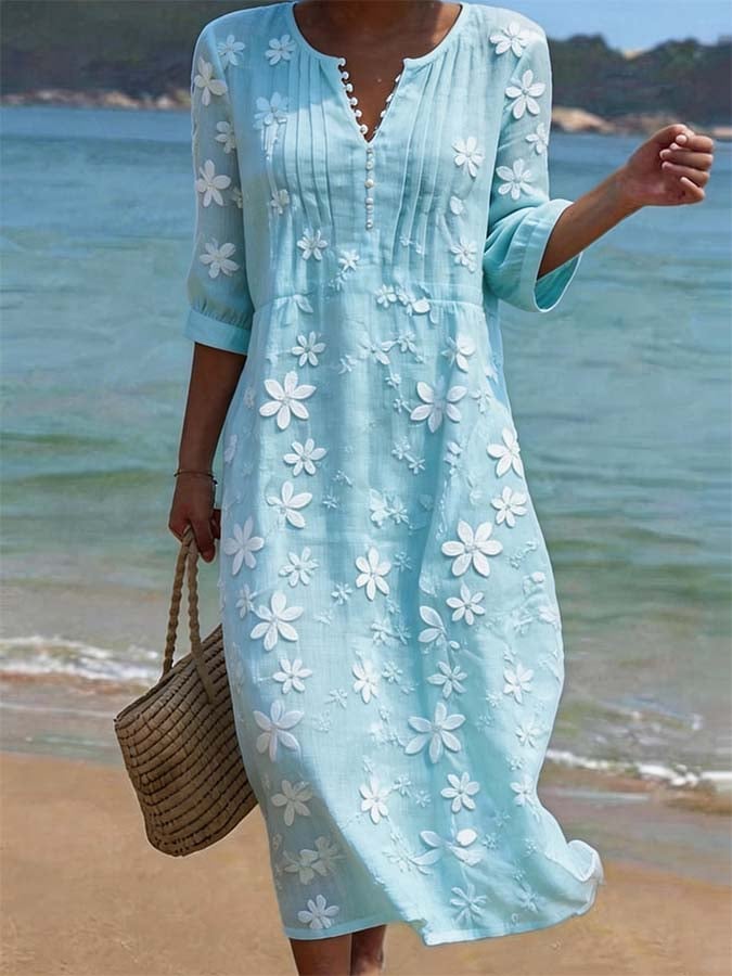 💝💝Women's casual linen dress with floral print