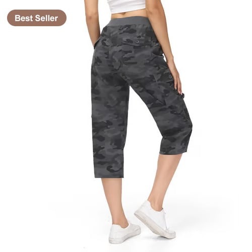 🔥🔥🔥 Limited time sale Women's Lightweight Hiking Capris: Quick-Dry, 6 Pockets, Loose Fit