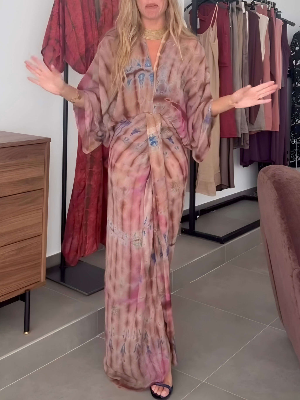 🎉🎉Kimono-Style Printed Dress