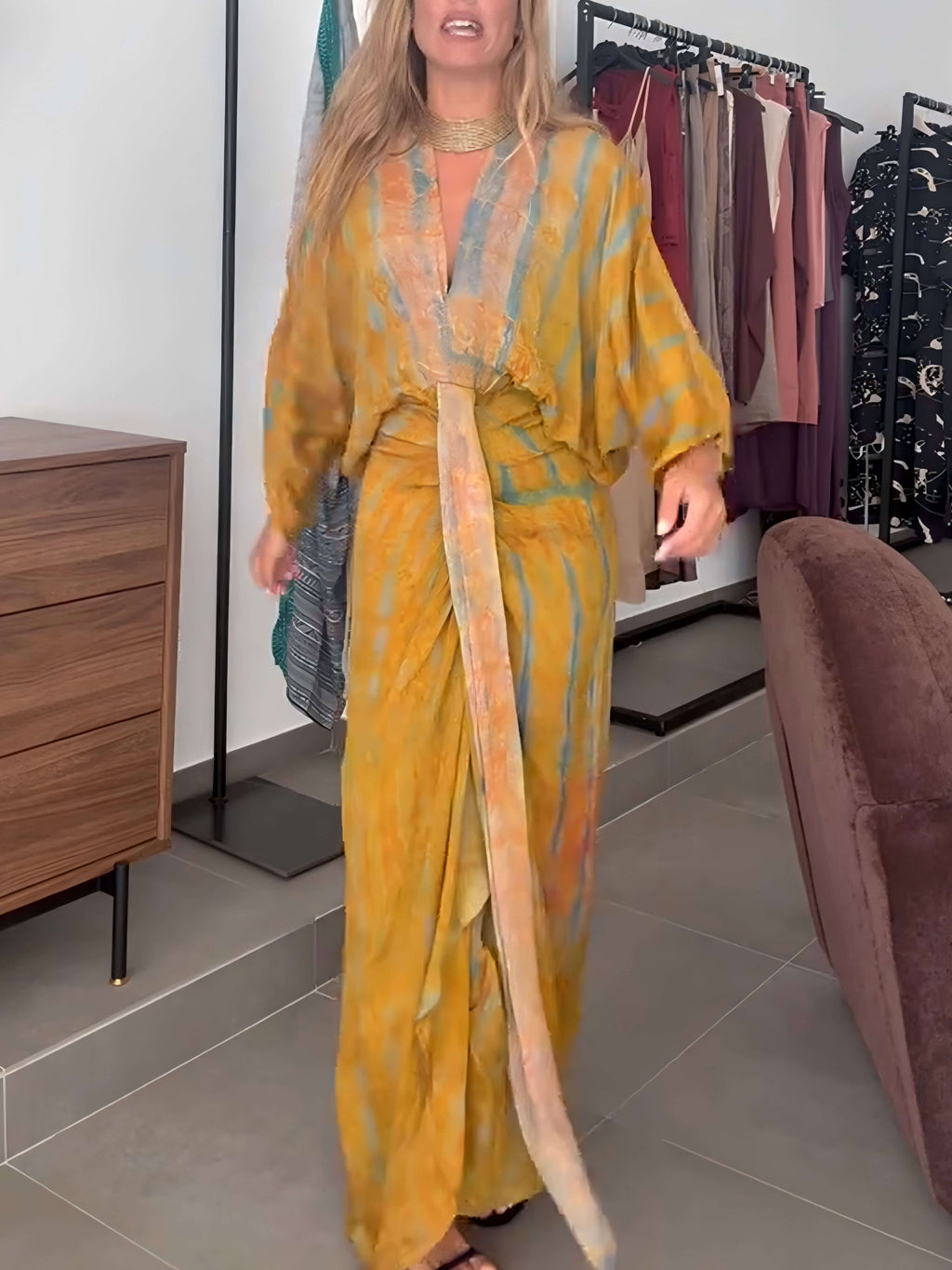 🎉🎉Kimono-Style Printed Dress