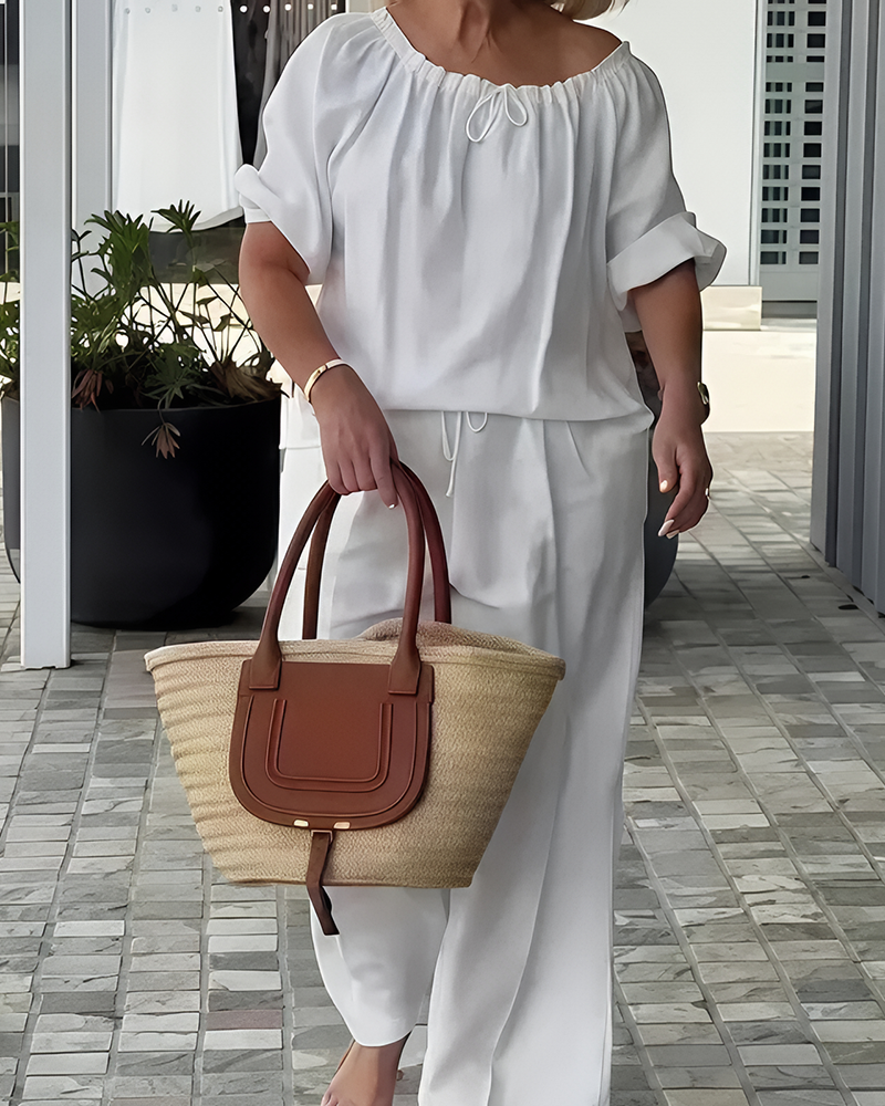 🌷Women's Drawstring Top & Pants 2-Piece Set – Relaxed Fit, Comfortable & Perfect for Lounging or Everyday Style 🌸