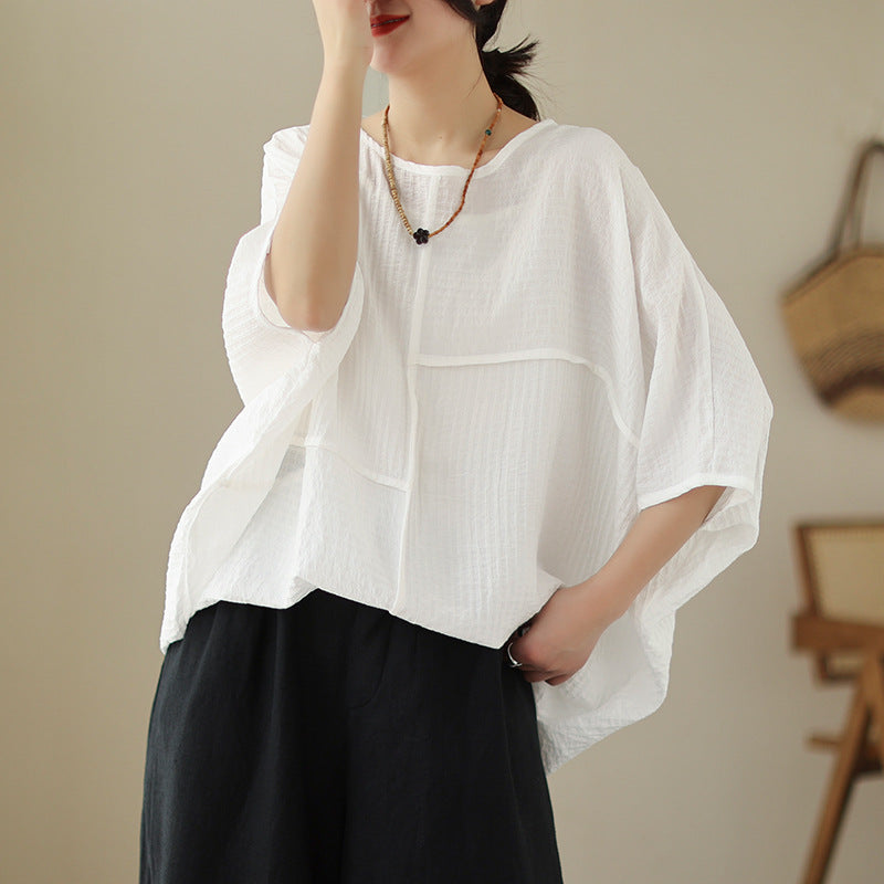 🌷🌷Vertical Textured Patchwork Top – Slimming & Effortless Style
