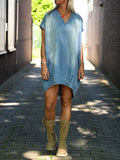 🌿🌿V-Neck Short-Sleeved Denim Dress