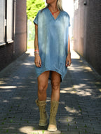 🌿🌿V-Neck Short-Sleeved Denim Dress