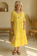 🌷🌷Serry – Short-Sleeve Midi Dress with Relaxed Fit