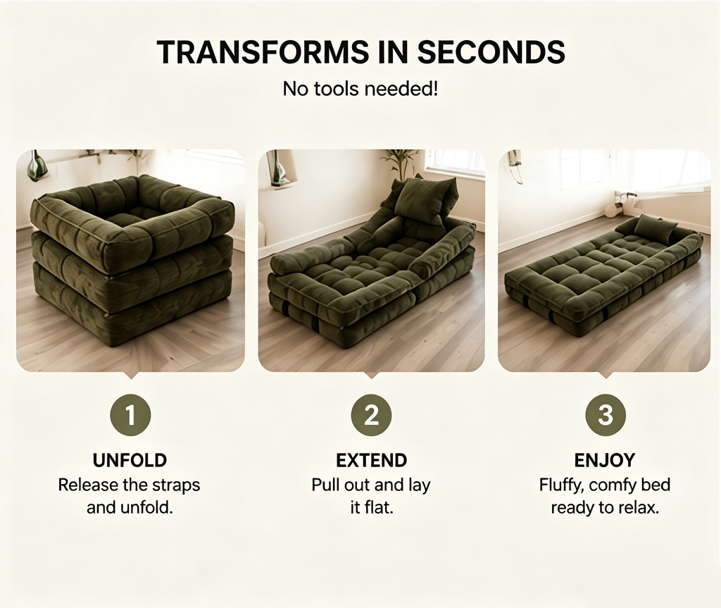 🤲 Factory direct salese🛋️ 3-in-1 Convertible Floor Sofa Bed（🎁Special Sale—Free Shipping)
