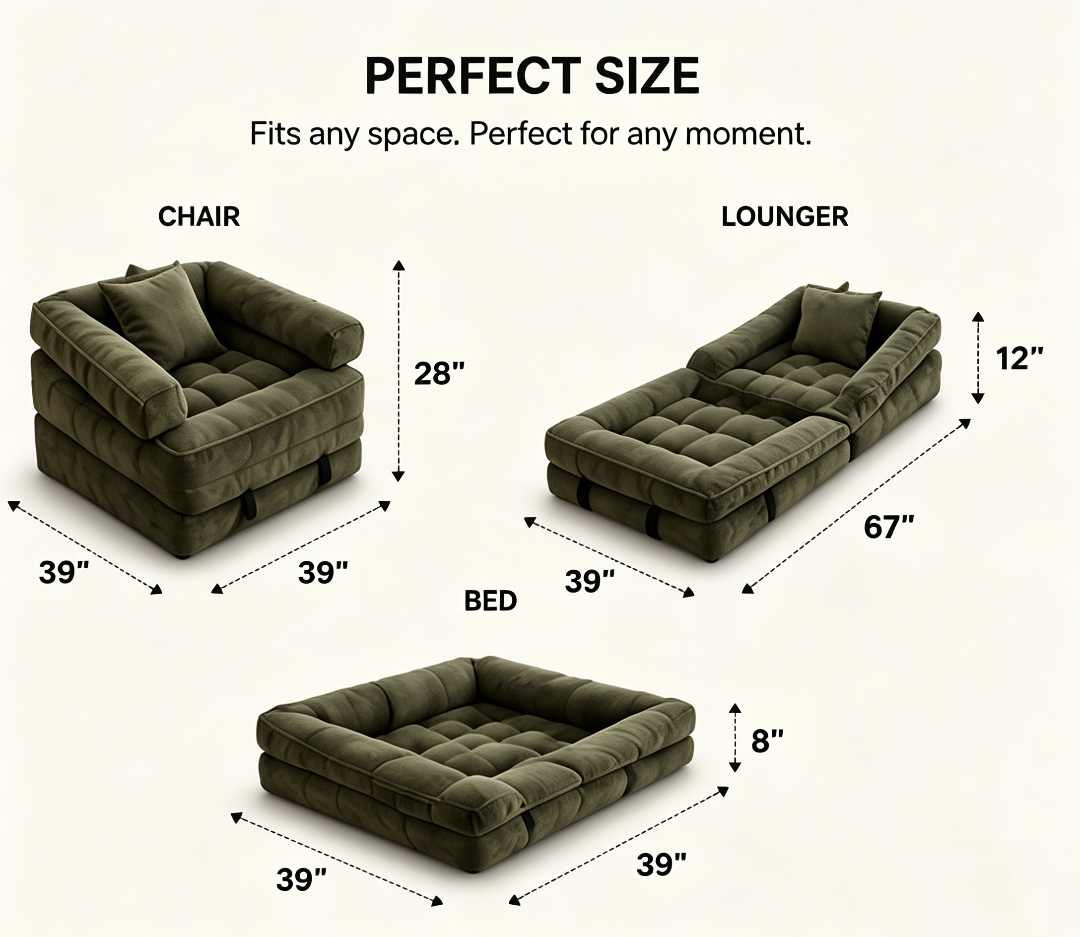 🤲 Factory direct salese🛋️ 3-in-1 Convertible Floor Sofa Bed（🎁Special Sale—Free Shipping)