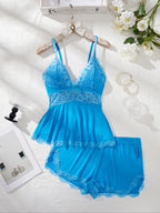 🌸 Women's Lace Trim PJ Set 🎉 Great Discount Now