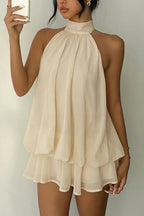 💝💝Chiffon Halter Neck Backless Mini Dress | Vacation Style