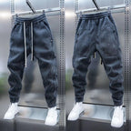 🔥 Trendy Men's Patchwork Denim Elastic Waist Jogger Harem Pants