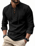 💚 Men's Linen Casual Long Sleeve Polo Shirt, Stylish New Design