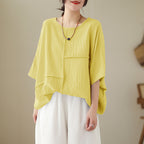 🌷🌷Vertical Textured Patchwork Top – Slimming & Effortless Style