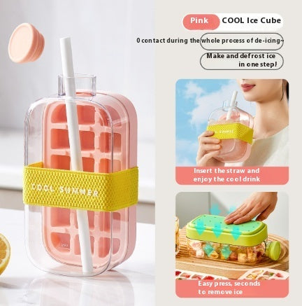 💚💚One-Click Molding Cooling Cup,Instant Ice Maker,Zero-Contact Design,Straw Included,Curling Mold,Portable & Stylish Chilled Drink