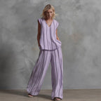 🌷🌷Women’s Sleeveless Striped Top and Full-Length Pants Set