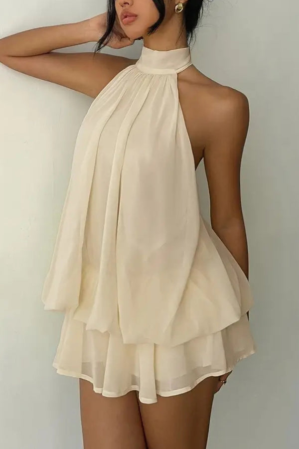 💝💝Chiffon Halter Neck Backless Mini Dress | Vacation Style