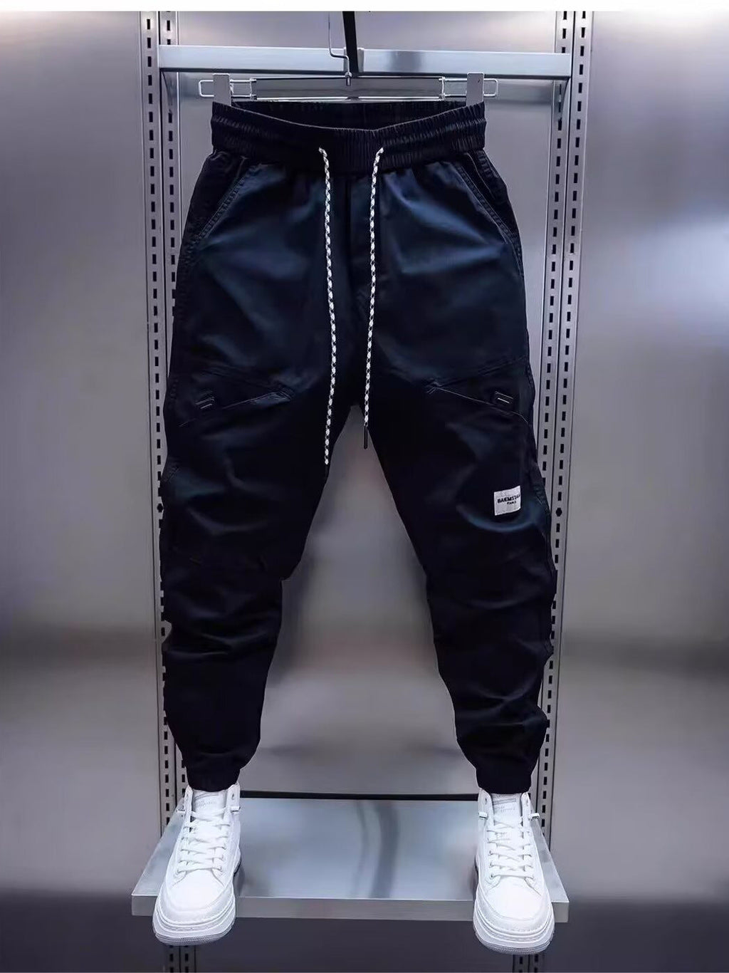 Trendy Men's Patchwork Denim Elastic Waist Jogger Harem Pants