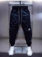 Trendy Men's Patchwork Denim Elastic Waist Jogger Harem Pants