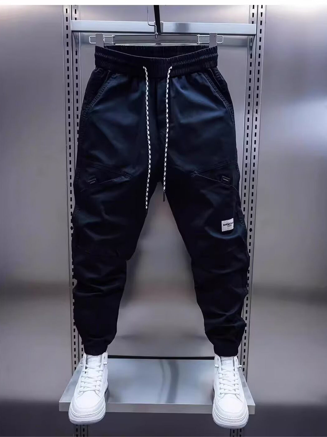 Trendy Men's Patchwork Denim Elastic Waist Jogger Harem Pants