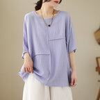 🌷🌷Vertical Textured Patchwork Top – Slimming & Effortless Style