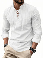 💚 Men's Linen Casual Long Sleeve Polo Shirt, Stylish New Design