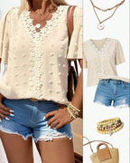 🌷🌷Swiss Dot Lace Butterfly Sleeve Blouse|🔥Buy 2 for Free Shipping
