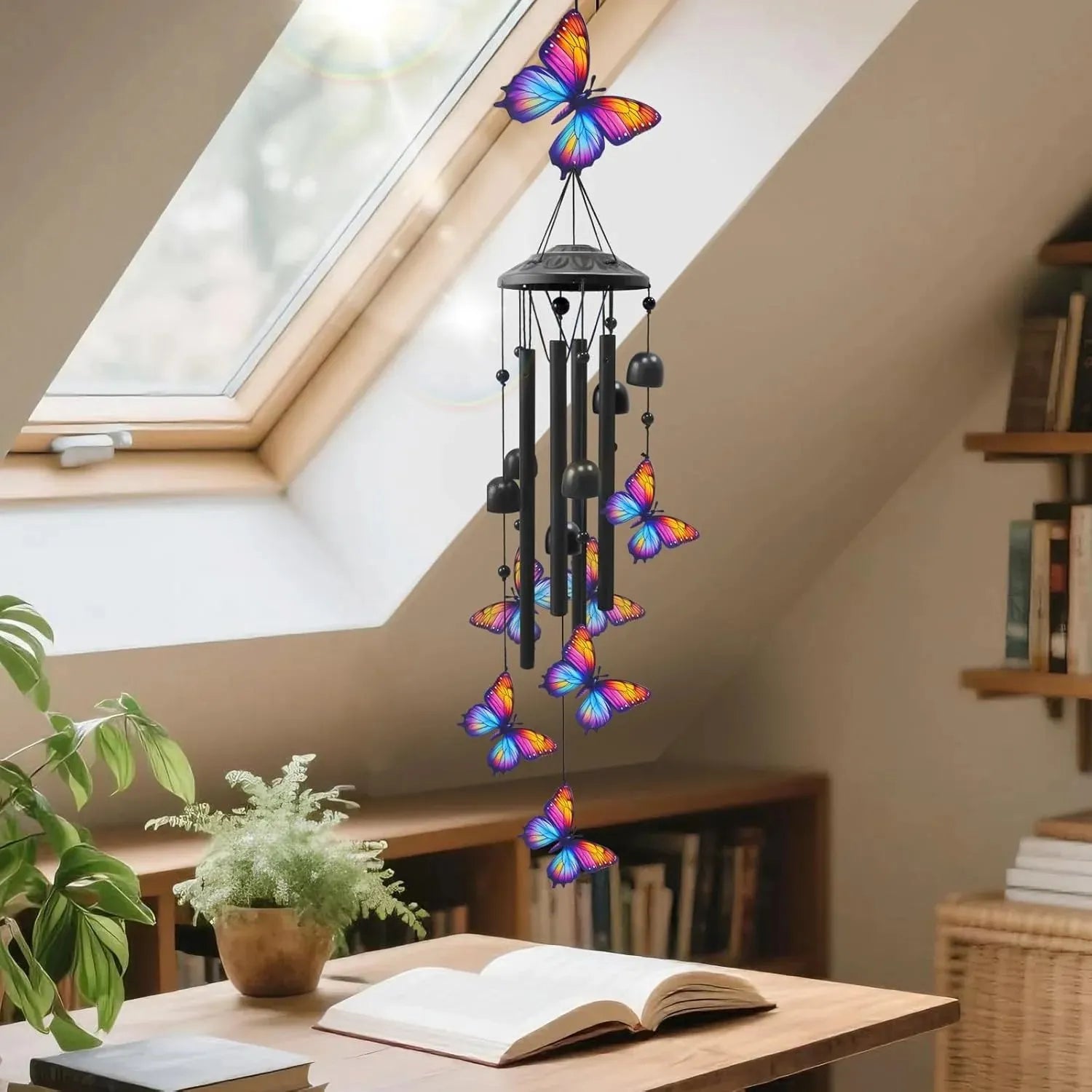 💝💝Colorful hummingbird wind chime with metal tubes and bells