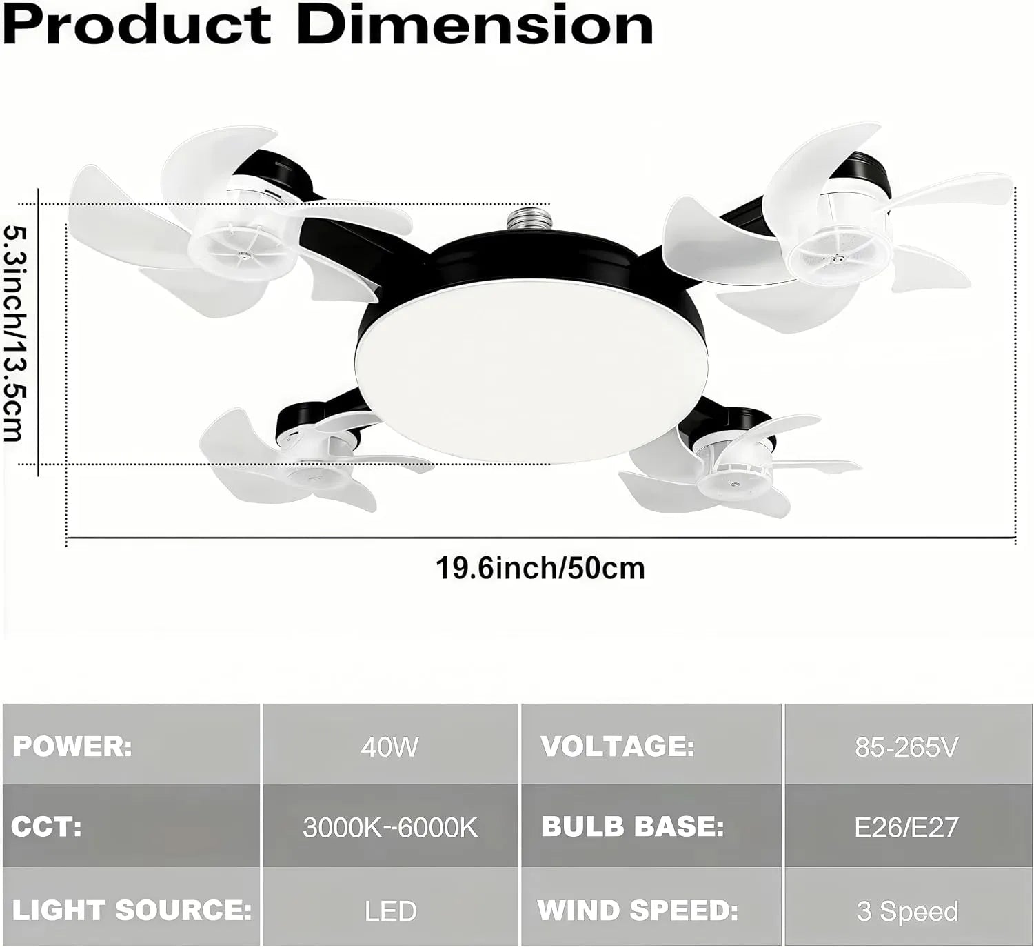 💝💝Modern ceiling fan lamp with E27 thread (model 2026) - silent 2-in-1 LED fan with remote control