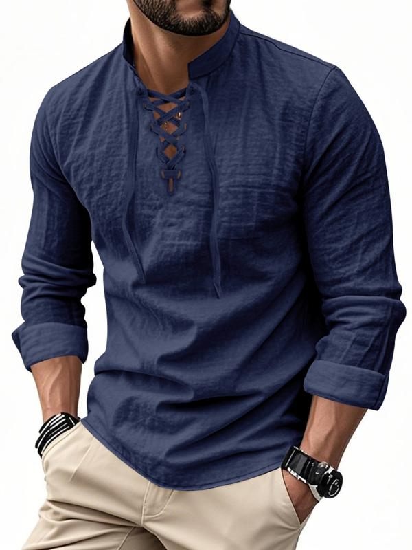 💚 Men's Linen Casual Long Sleeve Polo Shirt, Stylish New Design