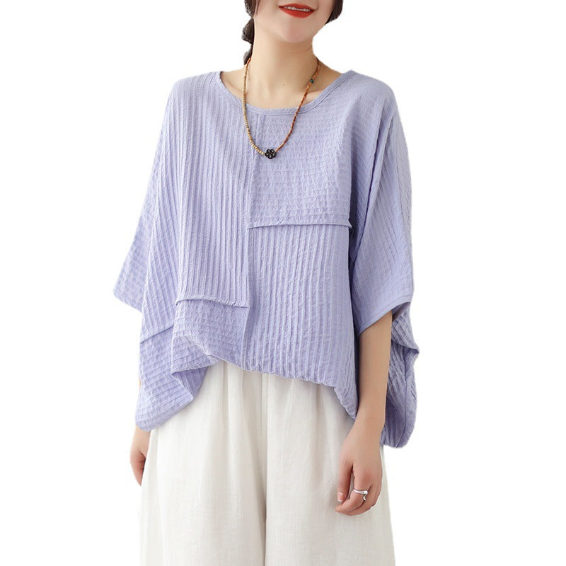 🌷🌷Vertical Textured Patchwork Top – Slimming & Effortless Style