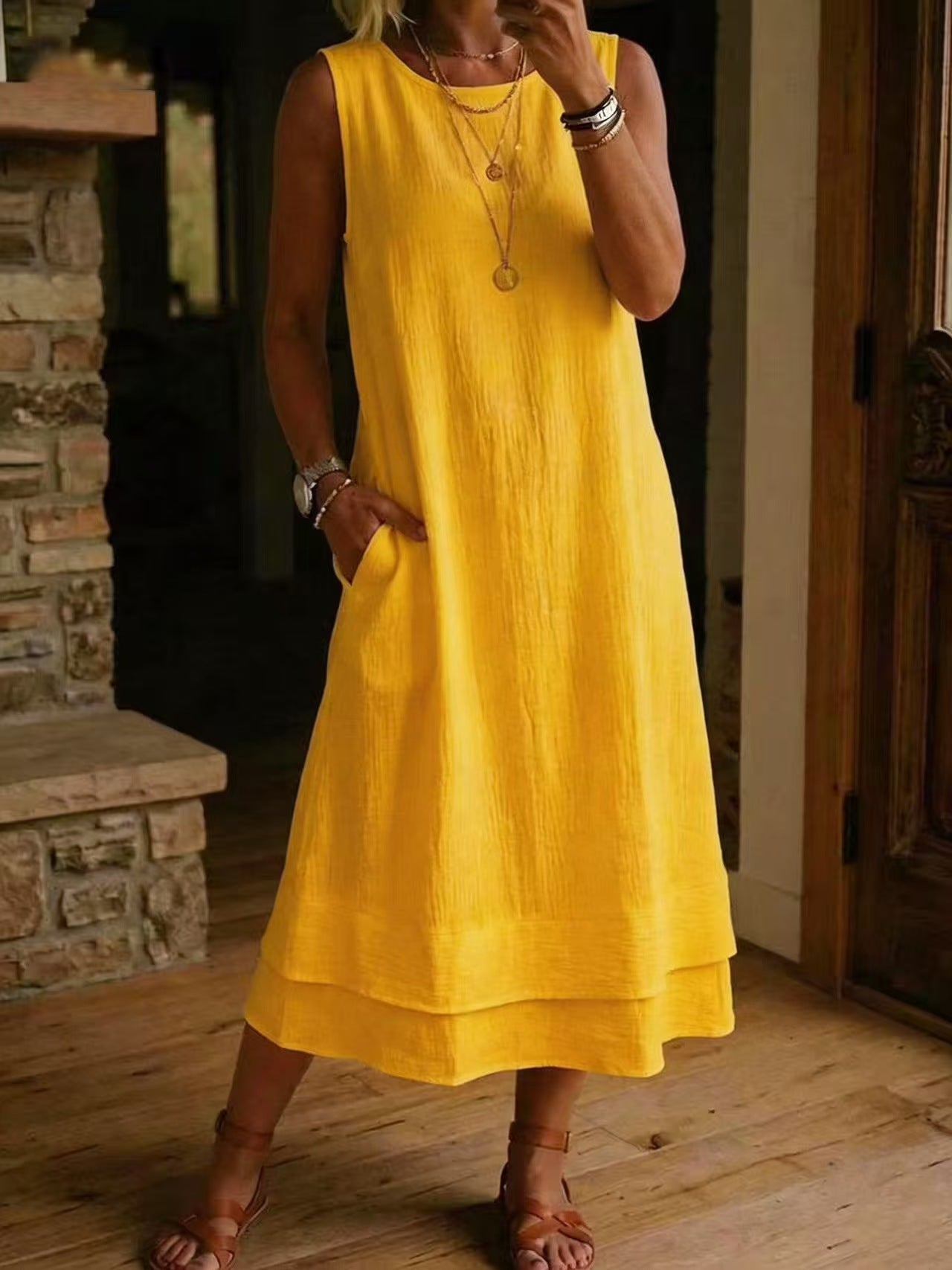 🌷🌷Women's 2026 Spring Summer Dress Sleeveless Round Neck A-Line Casual Dress