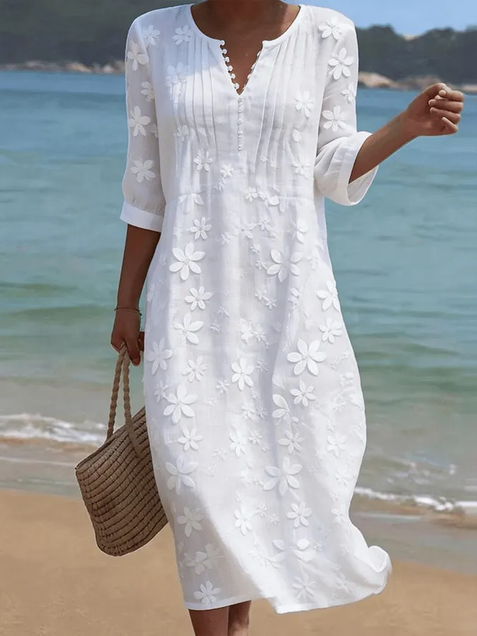 💝💝Women's casual linen dress with floral print