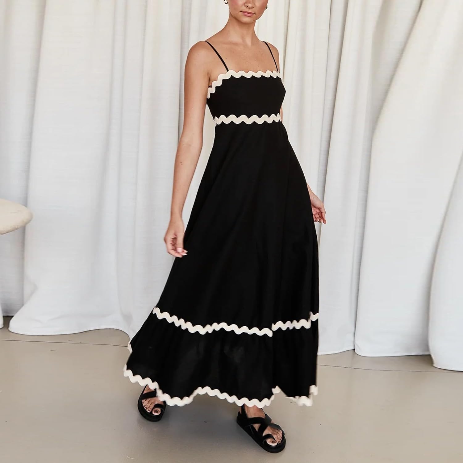 🌷100% Cotton Ric Rac Detail Maxi Dress