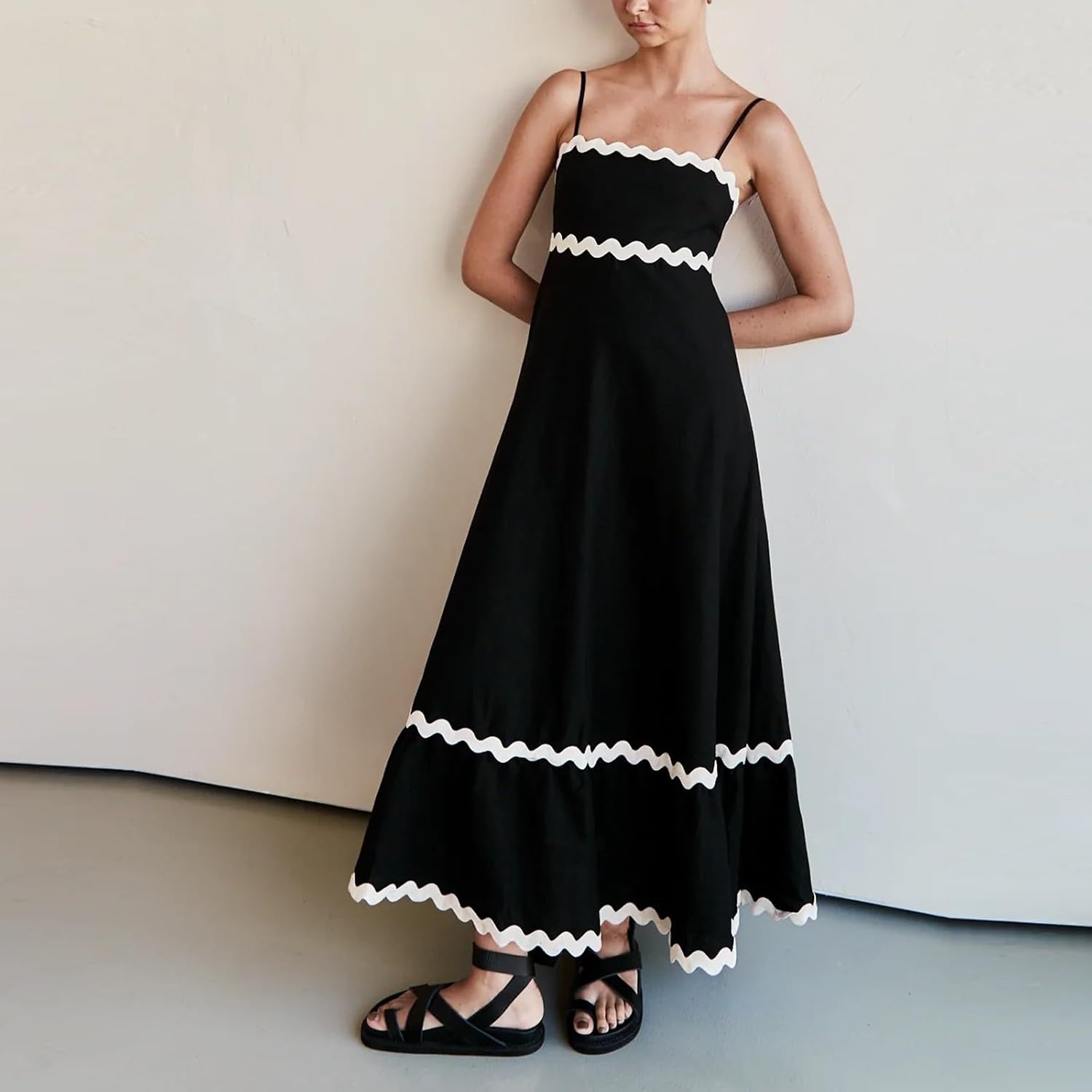 🌷100% Cotton Ric Rac Detail Maxi Dress