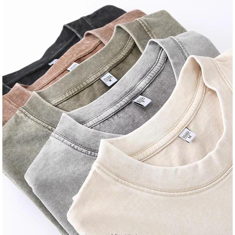 💚💚4 Pack Oversized Tshirts for Men Gym Vintage Heavyweight T Shirts Cotton Workout Acid Wash Baggy Tees