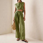 🌷Women's Crew-Neck Loose Casual Two-Piece Set – Breathable T-Shirt & Pants