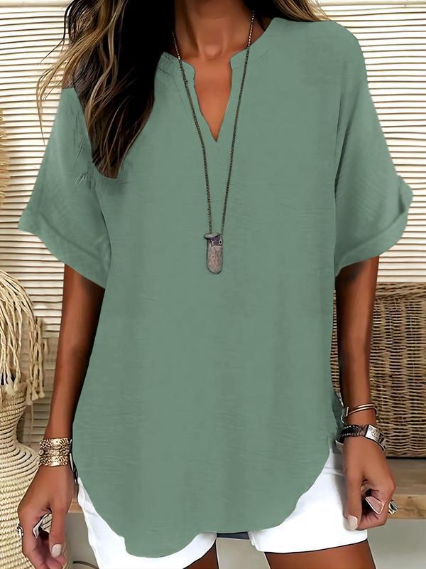 🔥🔥🔥Limited time sale Atasia - Soft-Touch Notched-Neck Blouse