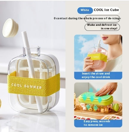 💚💚One-Click Molding Cooling Cup,Instant Ice Maker,Zero-Contact Design,Straw Included,Curling Mold,Portable & Stylish Chilled Drink