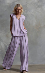 🌷🌷Women’s Sleeveless Striped Top and Full-Length Pants Set