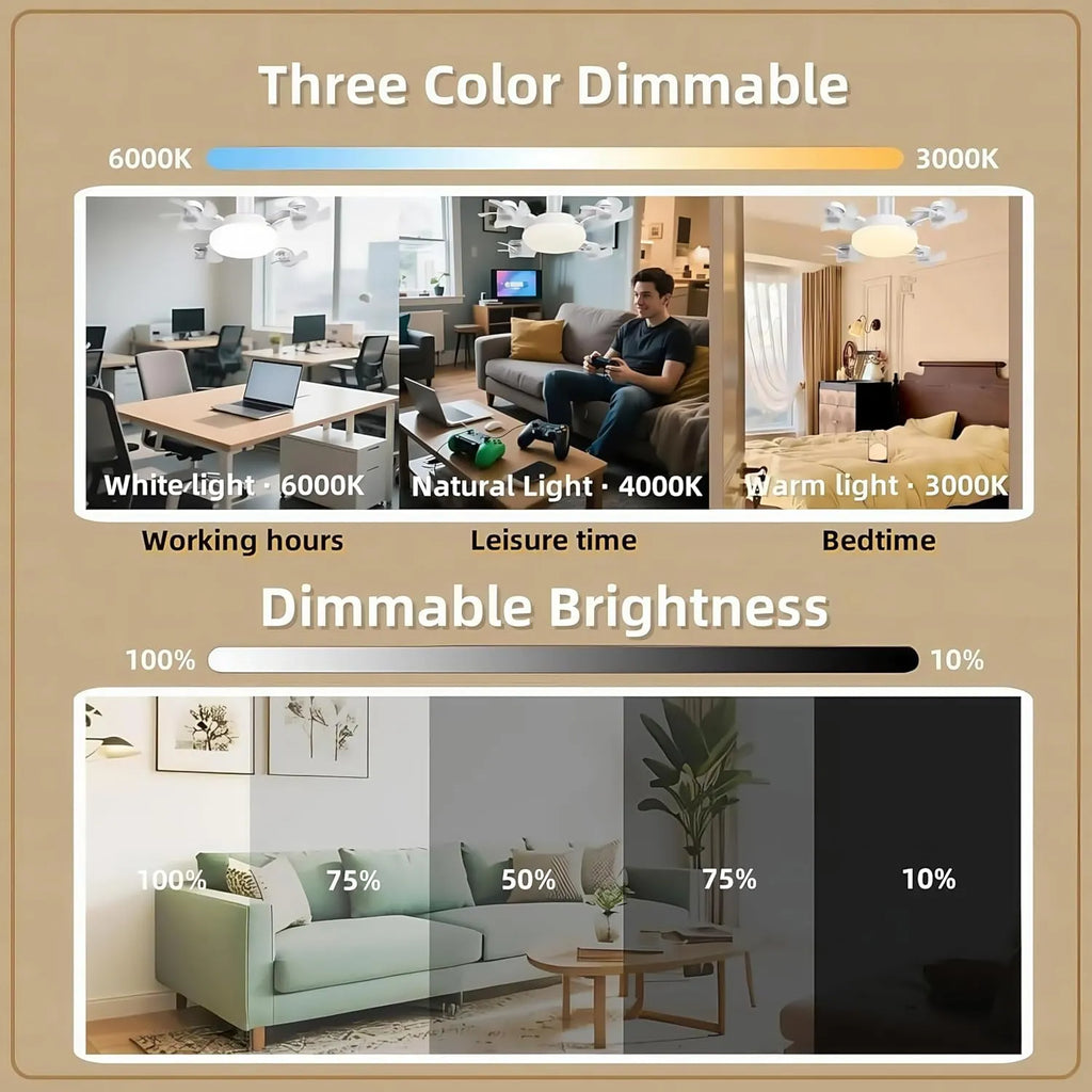 💝💝Modern ceiling fan lamp with E27 thread (model 2026) - silent 2-in-1 LED fan with remote control