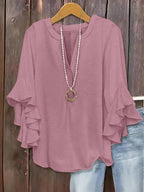 💝💝Women's plus size shirt with puff sleeves and a V-neck, elegant floral pattern, comfortable and stylish, perfect for everyday wear