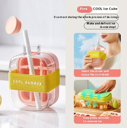 💚💚One-Click Molding Cooling Cup,Instant Ice Maker,Zero-Contact Design,Straw Included,Curling Mold,Portable & Stylish Chilled Drink