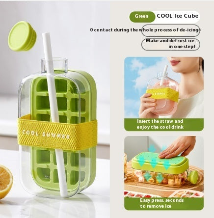 💚💚One-Click Molding Cooling Cup,Instant Ice Maker,Zero-Contact Design,Straw Included,Curling Mold,Portable & Stylish Chilled Drink