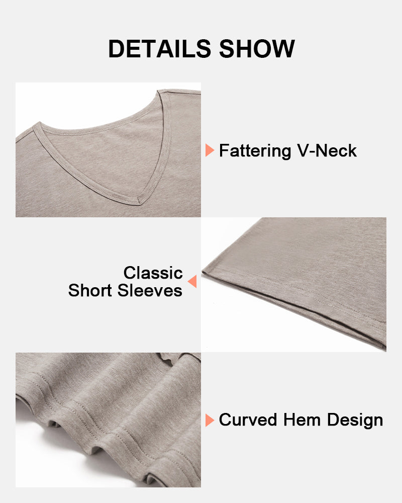 🌷Womens Summer V-Neck Short Sleeve Loose Fit T-Shirt
