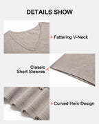 🌷Womens Summer V-Neck Short Sleeve Loose Fit T-Shirt