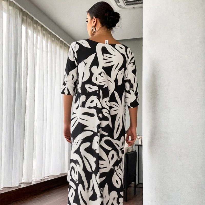 ⏳Time-limited Special⏰Women’s Elegant Loose Round-Neck Printed Dress