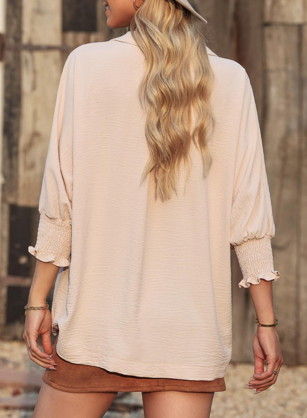 🔥🔥🔥Limited time sale Womens Casual 3/4 Sleeve V Neck Loose Fit Basic Tees