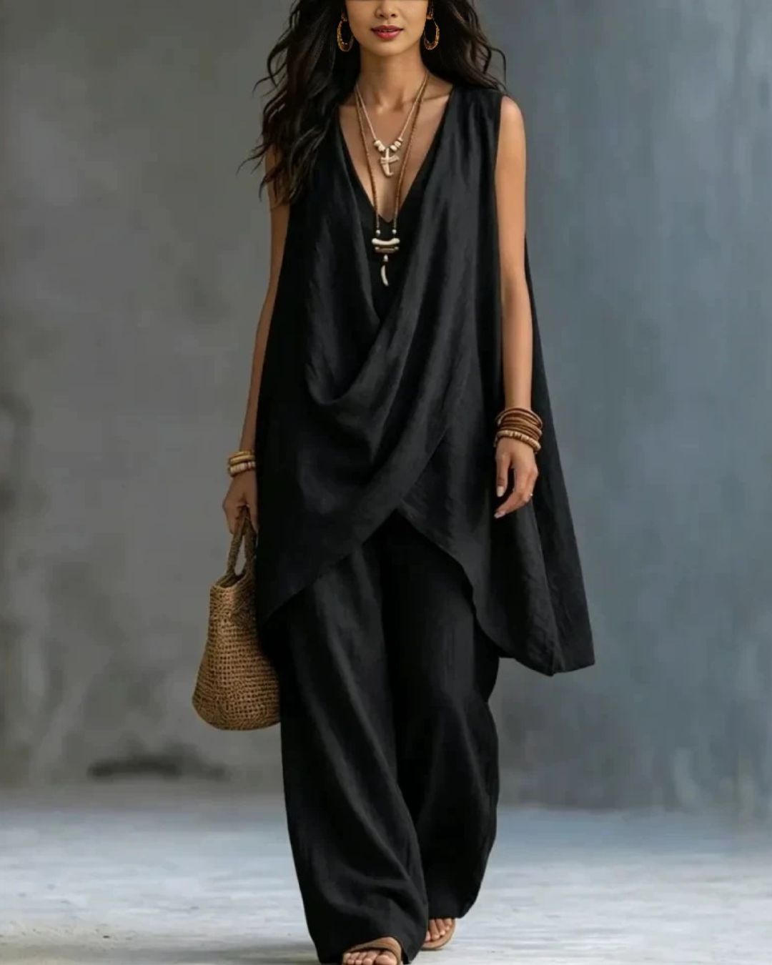 🌷 Boho Draped Two-Piece Set
