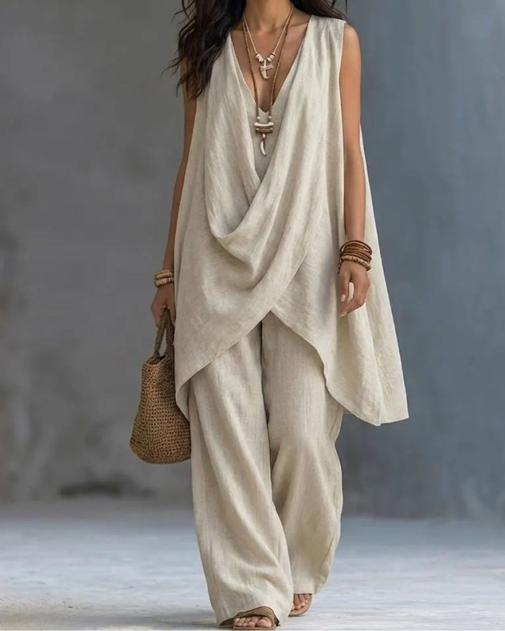 🌷 Boho Draped Two-Piece Set