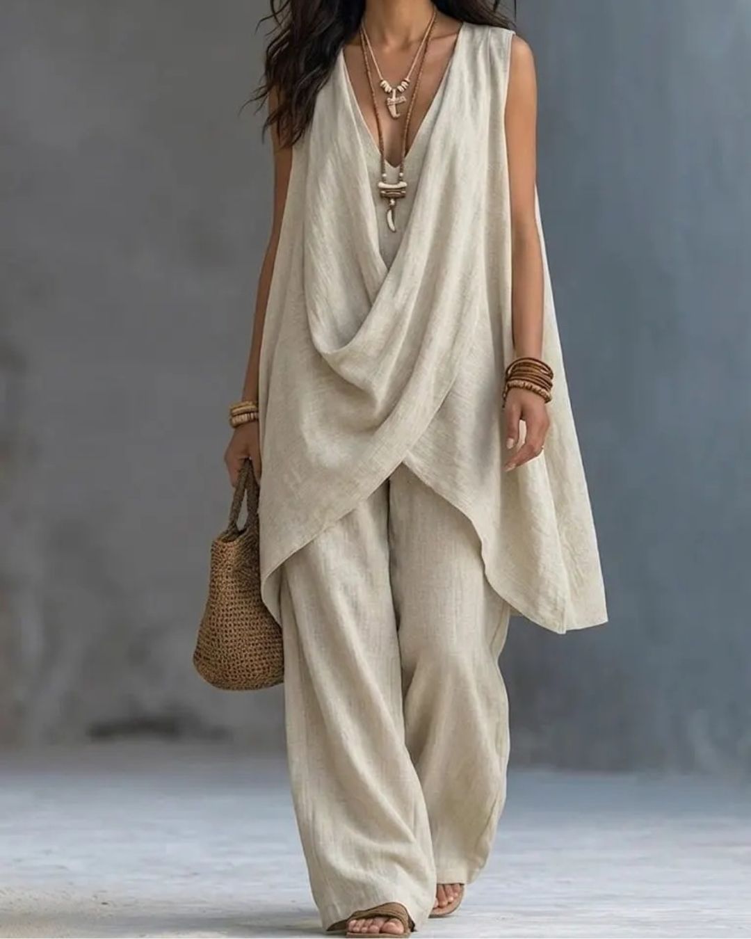 🌷 Boho Draped Two-Piece Set