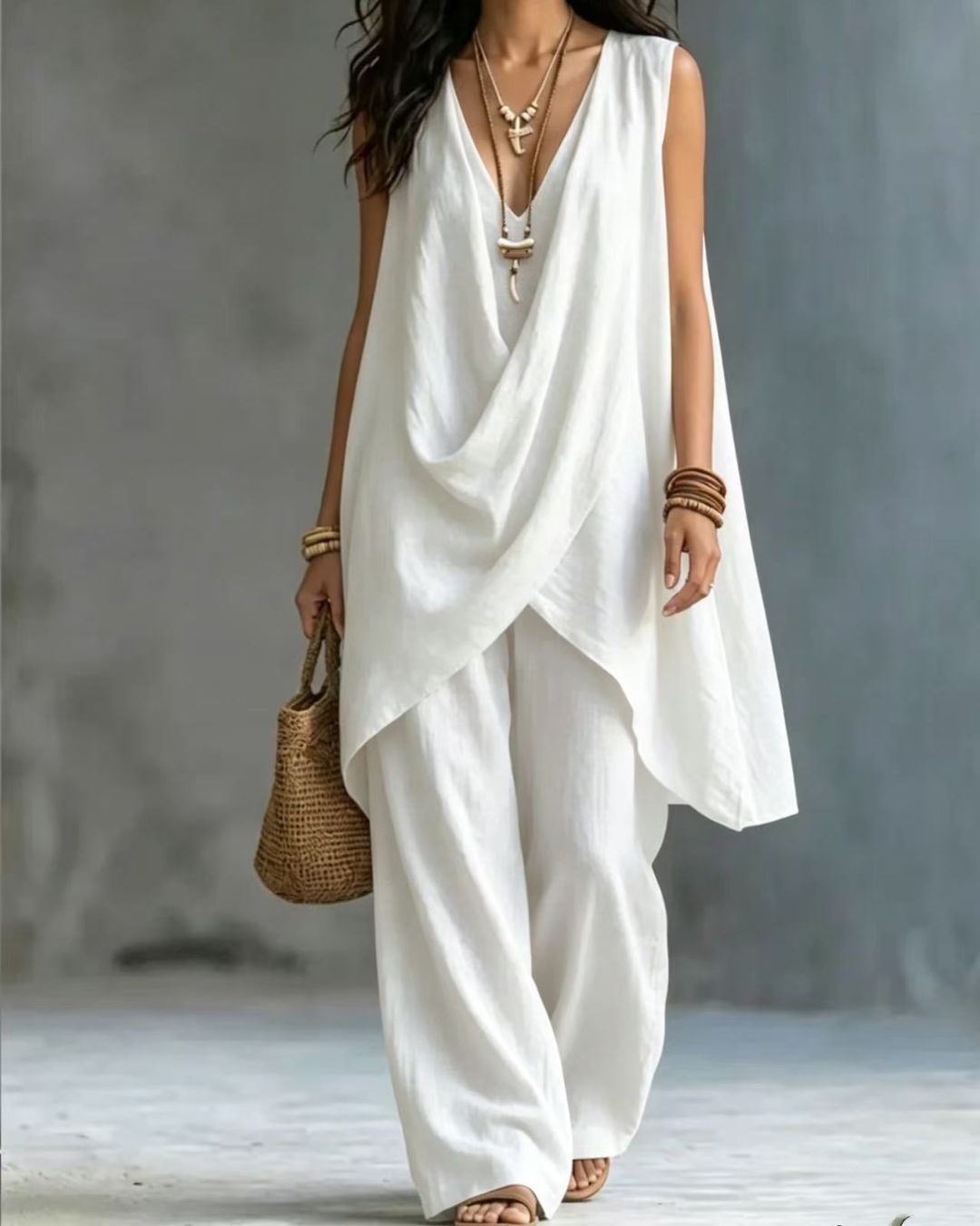 🌷 Boho Draped Two-Piece Set
